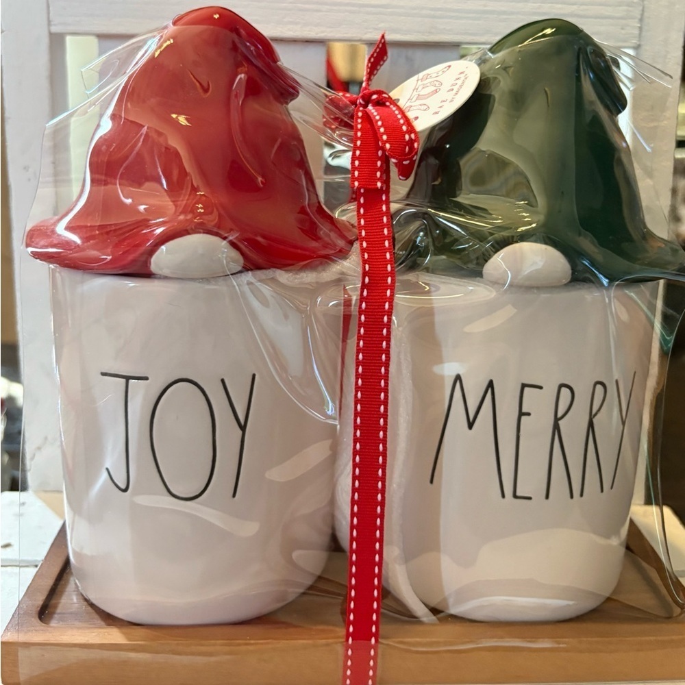 Rae Dunn Holiday Gnome Canister Set - Red and Green